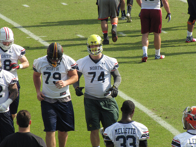 Kyle Long and Eric Fisher of North offensive line. 