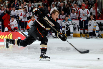 RALEIGH, NC - JANUARY 29:  Cam Fowler #4 of the Anaheim Ducks competes in the hardest shot part of the Honda NHL SuperSkills competition part of 2011 NHL All-Star Weekend at the RBC Center on January 29, 2011 in Raleigh, North Carolina.  (Photo by Kevin C