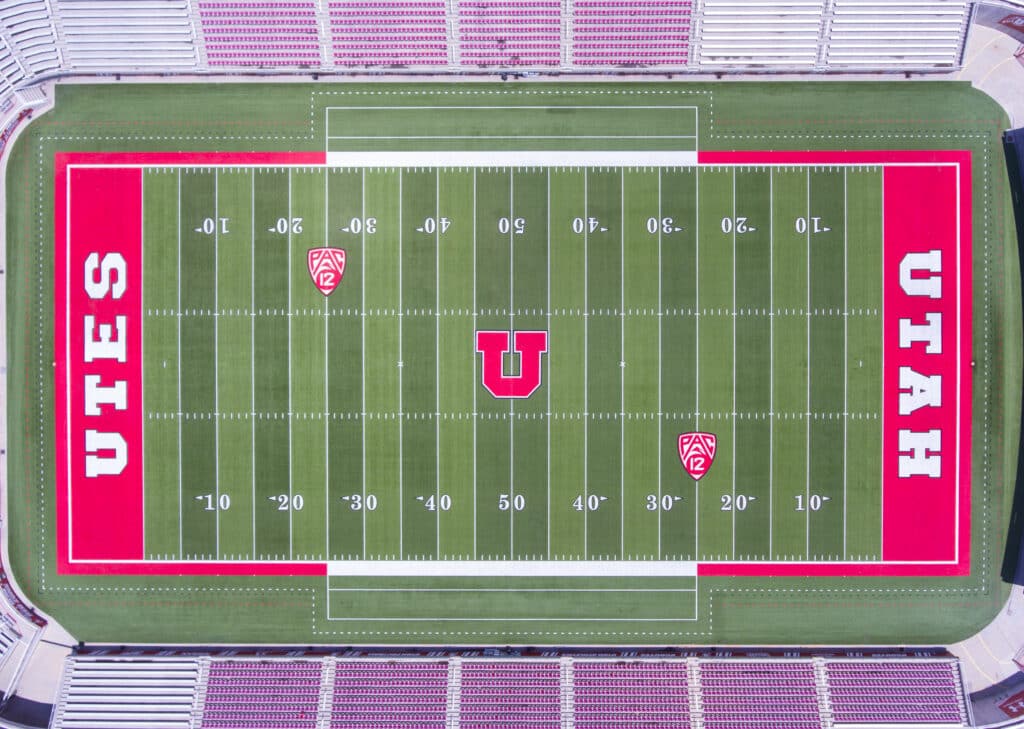 University of Utah birds eye view football field